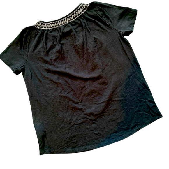 Talbots Indigo Boho Embroidered Cotton Short Sleeve Shirt - Size Medium - Picture 5 of 7